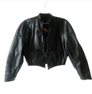 Vintage black leather Jacket Golden Crown Bristol